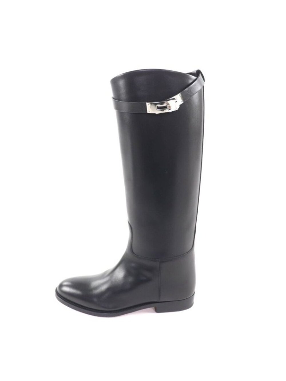 Hermes Jumping Boots Silver Hardware Kelly Buckle Leather Long Black 37 - Picture 5 of 13